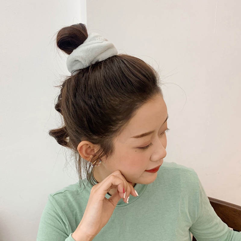 Dây Cột Tóc Cao Su Lông Nhung Thời Trang Thu Đông Hàn Quốc Mới Cho Nữ