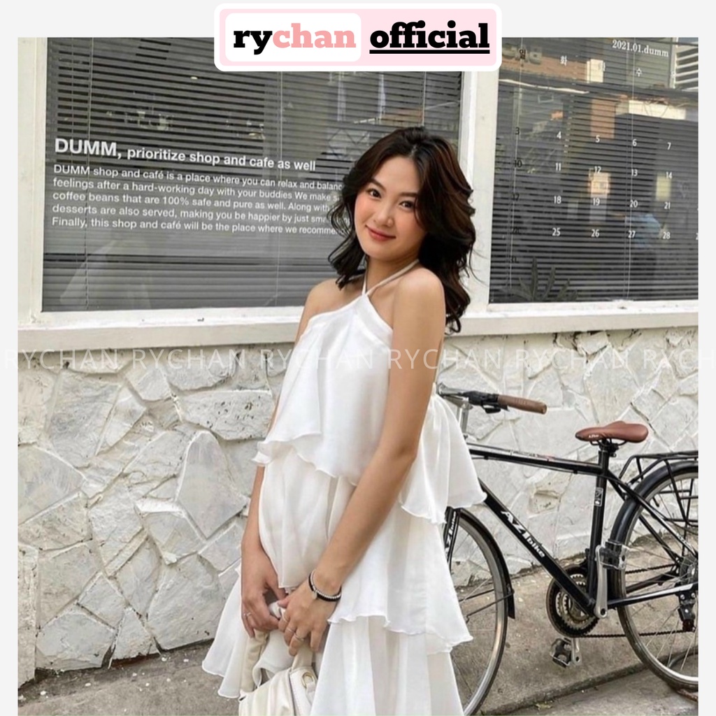 Đầm Váy Nữ Dạo Biển Form Ngắn Cổ Yếm 3 Tầng Sang Trọng Thanh Lịch Màu Trắng [ẢNH THẬT CUỐI] - DX9899