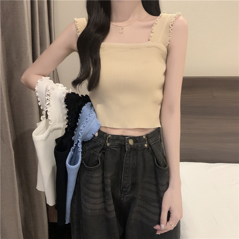 SUXI Áo Dệt Kim Hai Dây Màu Sắc Thời Trang Mùa Hè Cho Nữ