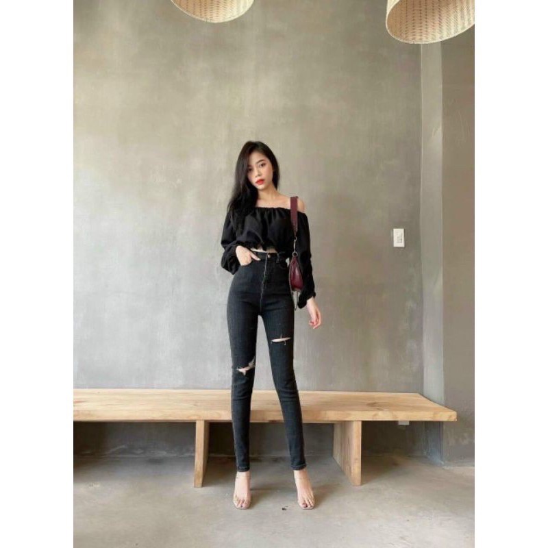 MÃ 507 QUẦN BÒ JEANS CẠP CAO RÁCH GỐI | BigBuy360 - bigbuy360.vn