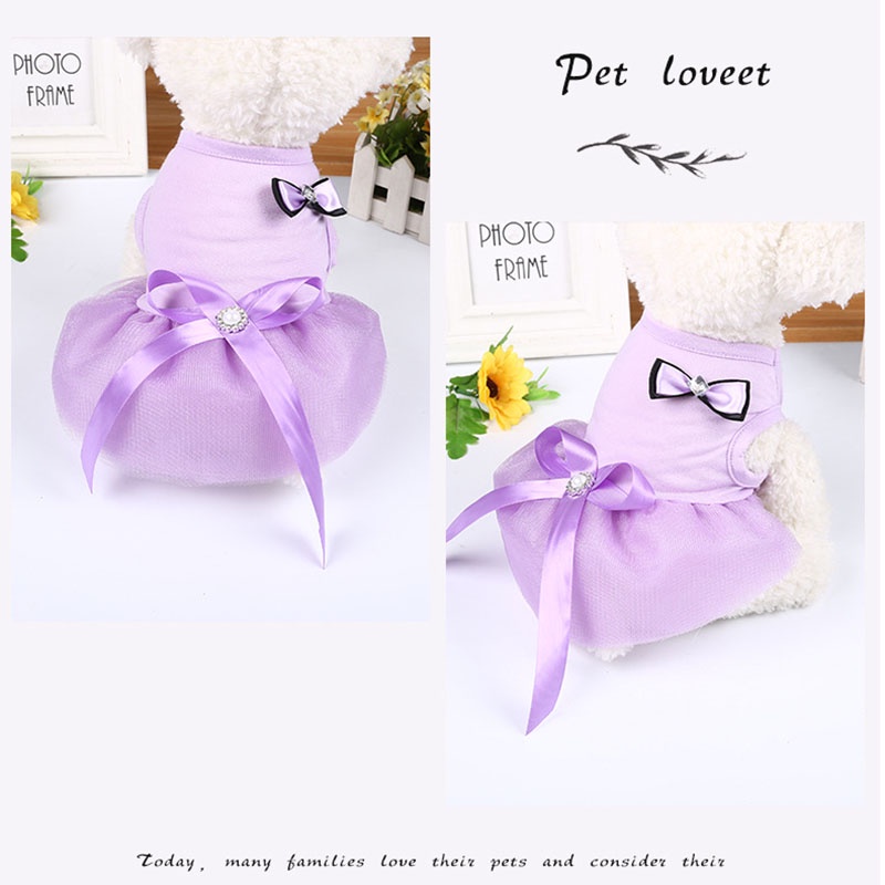 Mùa xuân và mùa hè Vật nuôi thoáng khí Viền viền ren cho mèo và chó Quần áo thời trang dễ thương Nơ Phong cách công chúa Vest Quần áo Nhiều màu Tùy chọn