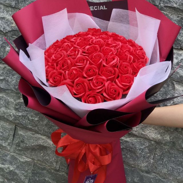 Hoa hồng sáp bó 50 bông