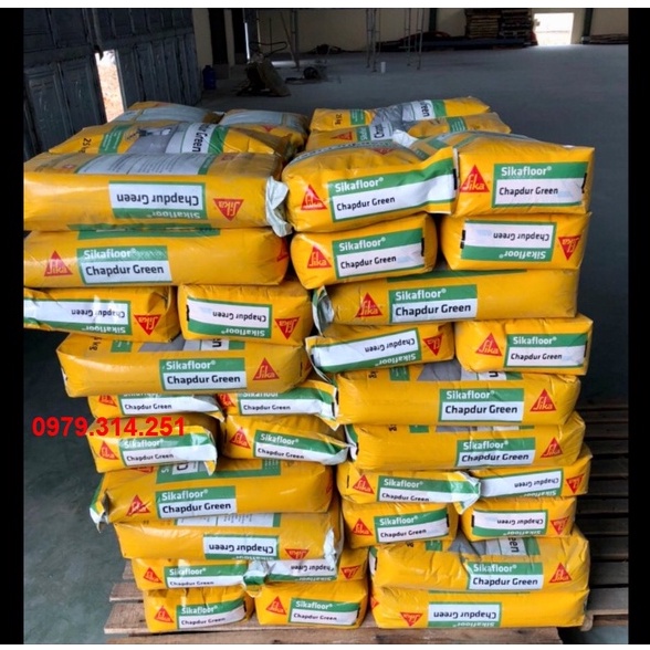 Sika Chapdur Green, grey - Chất tăng cứng mặt sàn, màu xanh, màu xám.