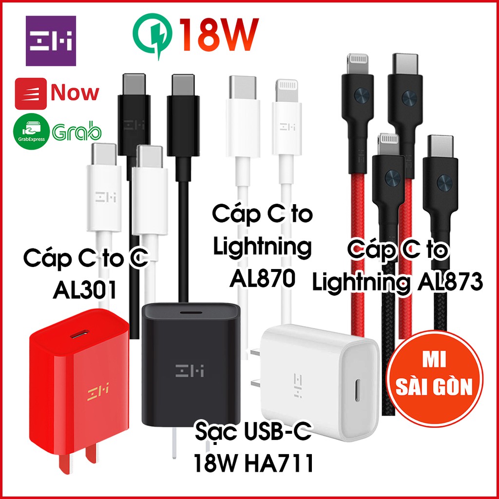 Sạc nhanh PD USB-C ZMI 18W HA711 - Chọn mua kèm Cáp Type C to Lightning ZMI AL870 hoặc Cáp Type C To Type C ZMI AL301