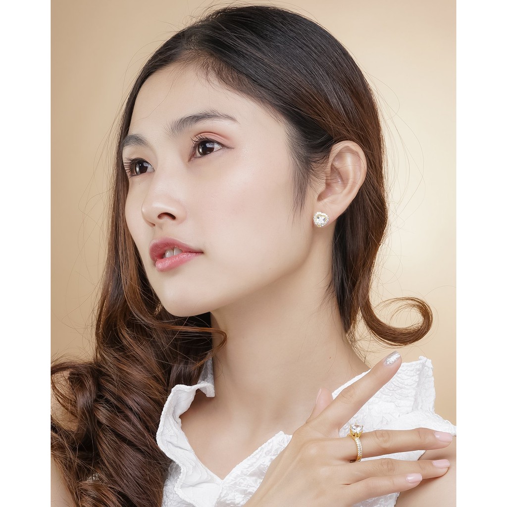 Bông tai nữ UHA mạ vàng 18K , đính kim cương nhân tạo B961130-70
