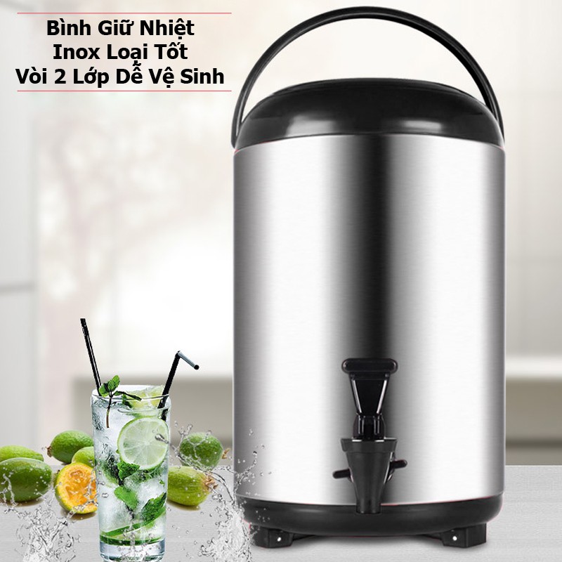 Bình Giữ Nhiệt Trà Sữa Inox 10L (Thực Chứa 9L)