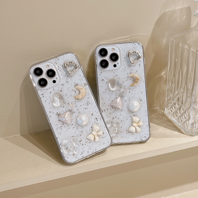 Ốp Điện Thoại Dán Keo Chống Rơi Họa Tiết Nơ Ba Chiều Cho iphone13promax 11pro 12pro