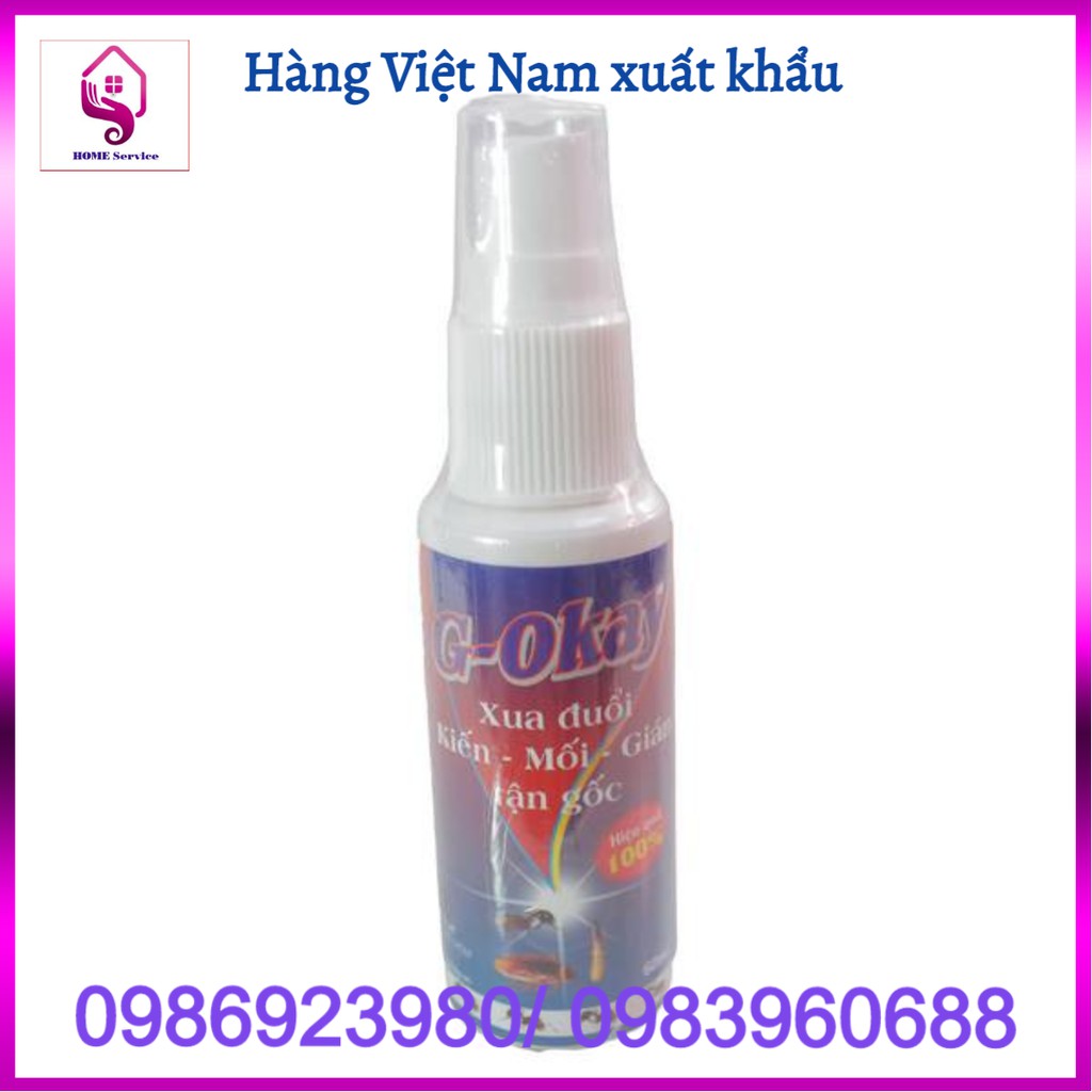 Xịt đuổi Kiến, Mối, Gián tận gốc G-Okay 60ml, diệt tận gốc, đuổi côn trùng khỏi nhà ngay