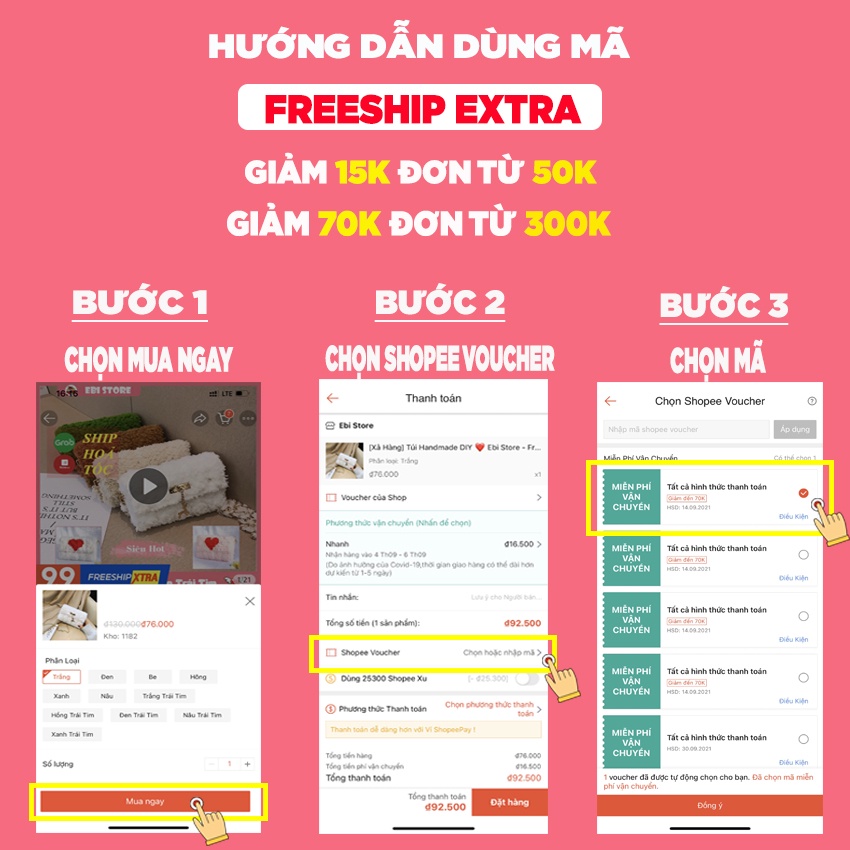 [Xả Lỗ] Túi Handmade DIY ❤️ Ebi Store - Freeship ❤️ Túi Tự Đan Len Xù Cực Kì Đơn Giản, Đầy Đủ Set Đồ Đan ❤️