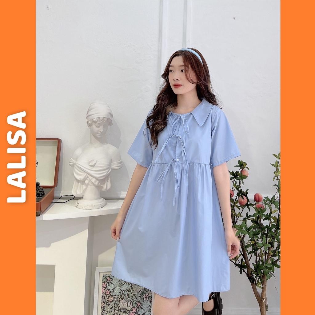 Đầm Babydoll LALISA Váy Babydoll Dáng Ngắn Xòe Cổ Sơ Mi Thắt Nơ Dễ Thương Hàn Quốc Ulzzang VD019