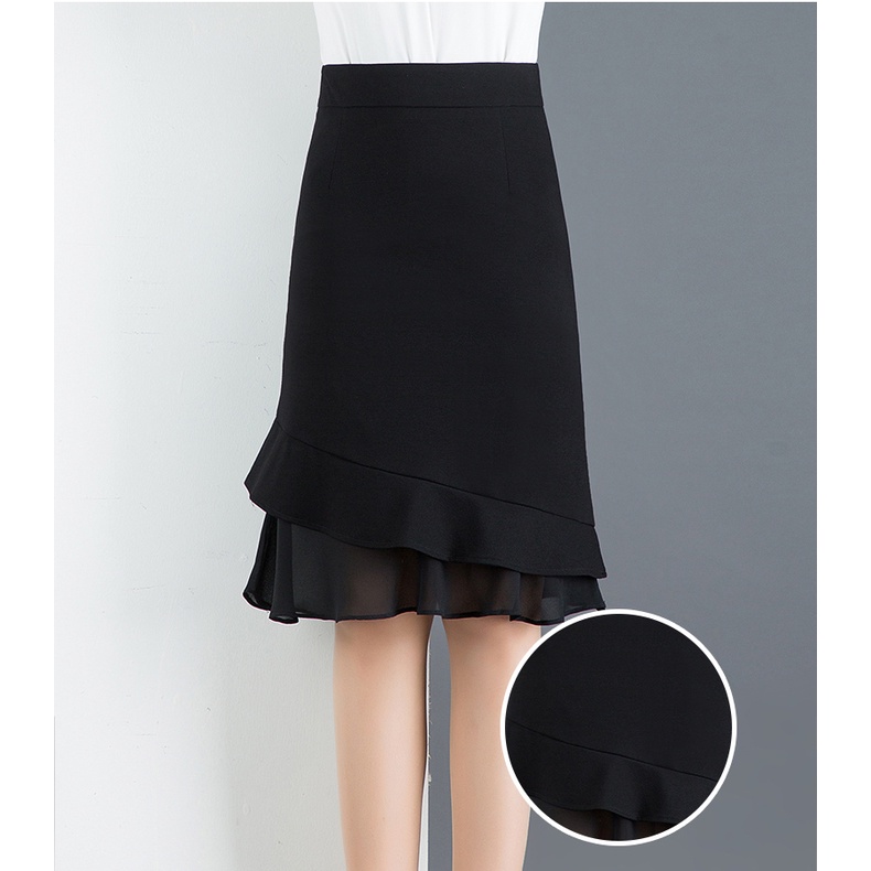 Chân Váy Công Sở Nữ Phối Bèo Trẻ Trung Chân Váy Đuôi Cá Tới Gối Đuôi Cá Voan