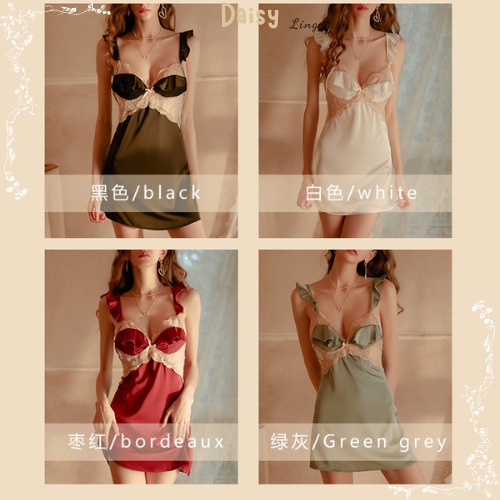 [Hỏa Tốc, Bảo Mật] Váy Ngủ Sexy Gợi Cảm Đầm Ngủ Lụa 2 Dây Phối Ren Bèo Nhỏ Cao Cấp - Mã VN018