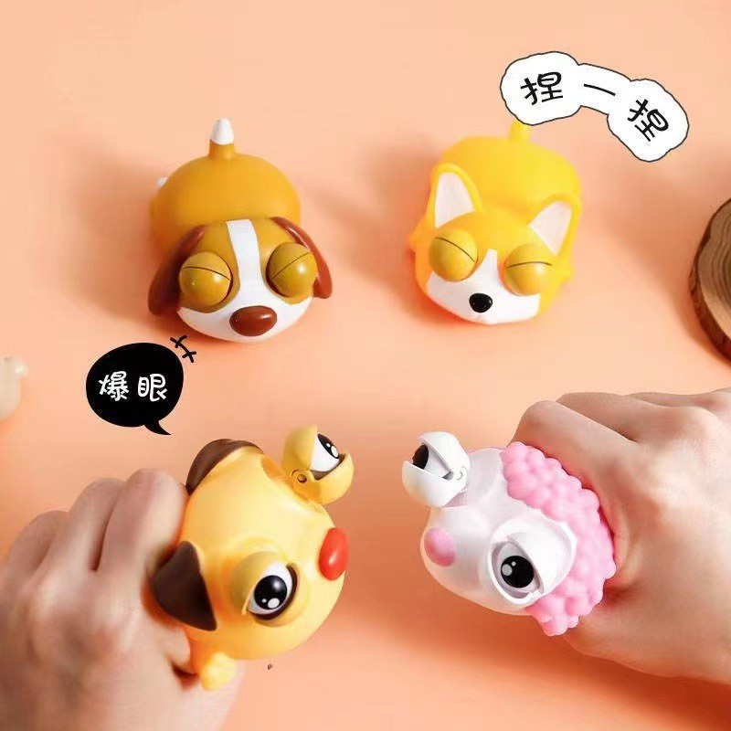 Đồ chơi bóp ốc sên mắt lồi - thú cưng sói xám mắt lồi giải trí siêu dễ thương