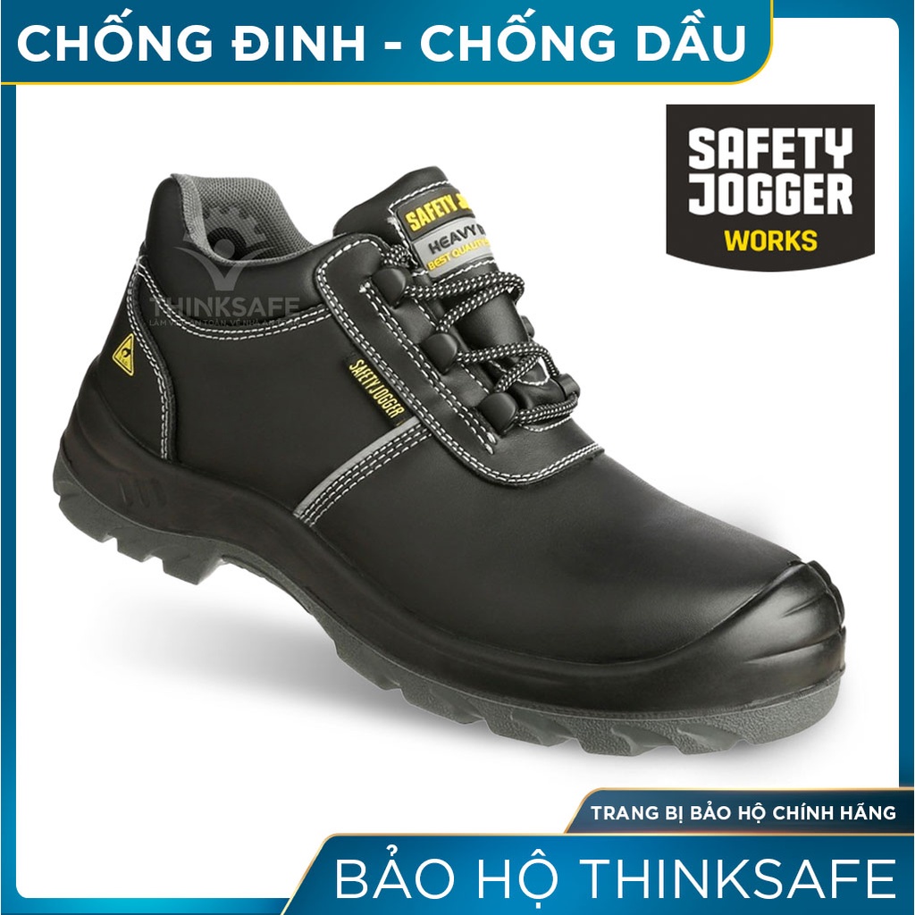 Giày bảo hộ lao động nam Thinksafe Jogger, da bò cao cấp thoáng khí, cấu tạo phi kim, chống đinh, chống tĩnh điện - Aura