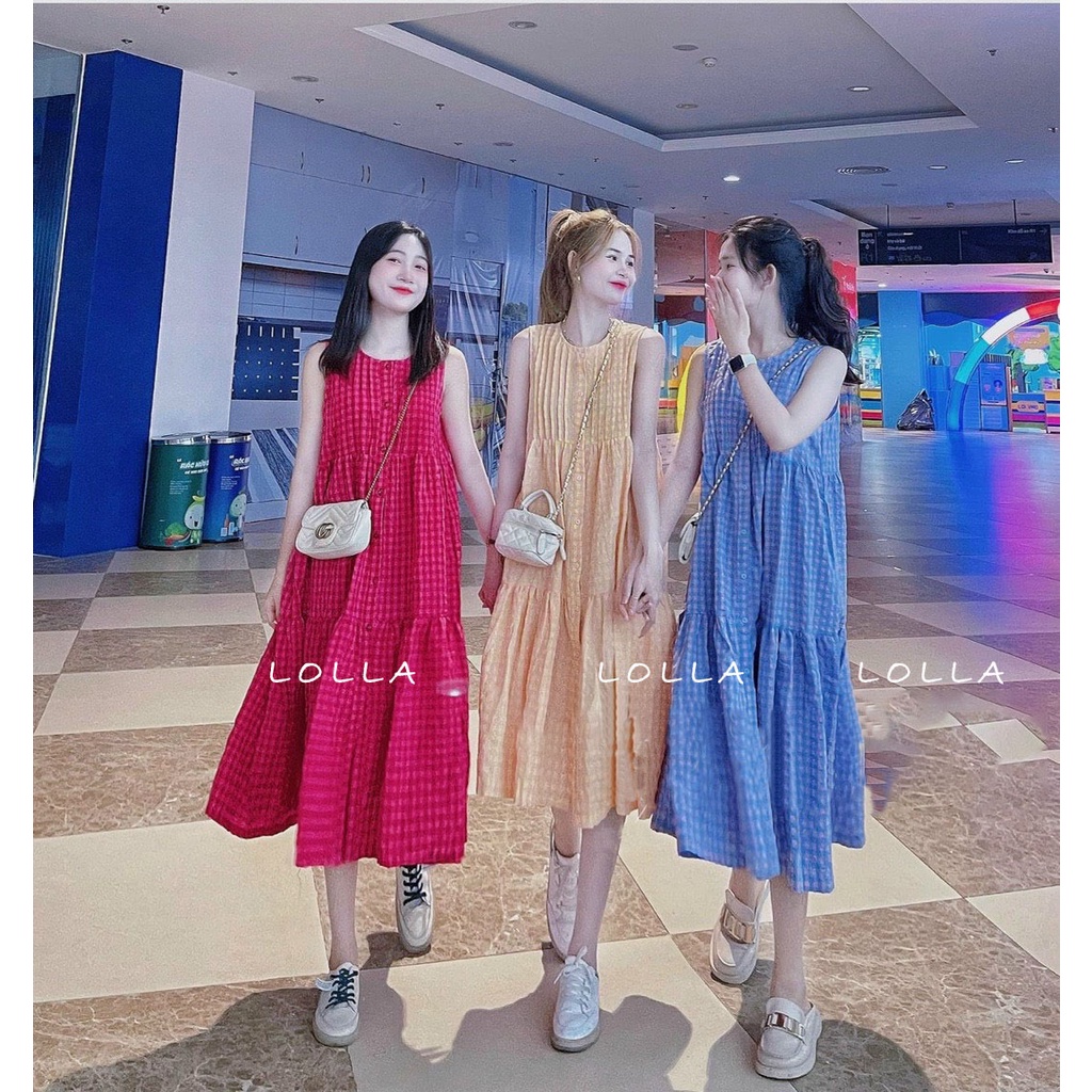 : Váy kẻ caro basic SÁT NÁCH 6 màu kèm ảnh thật trải sàn form từ 40-65kg