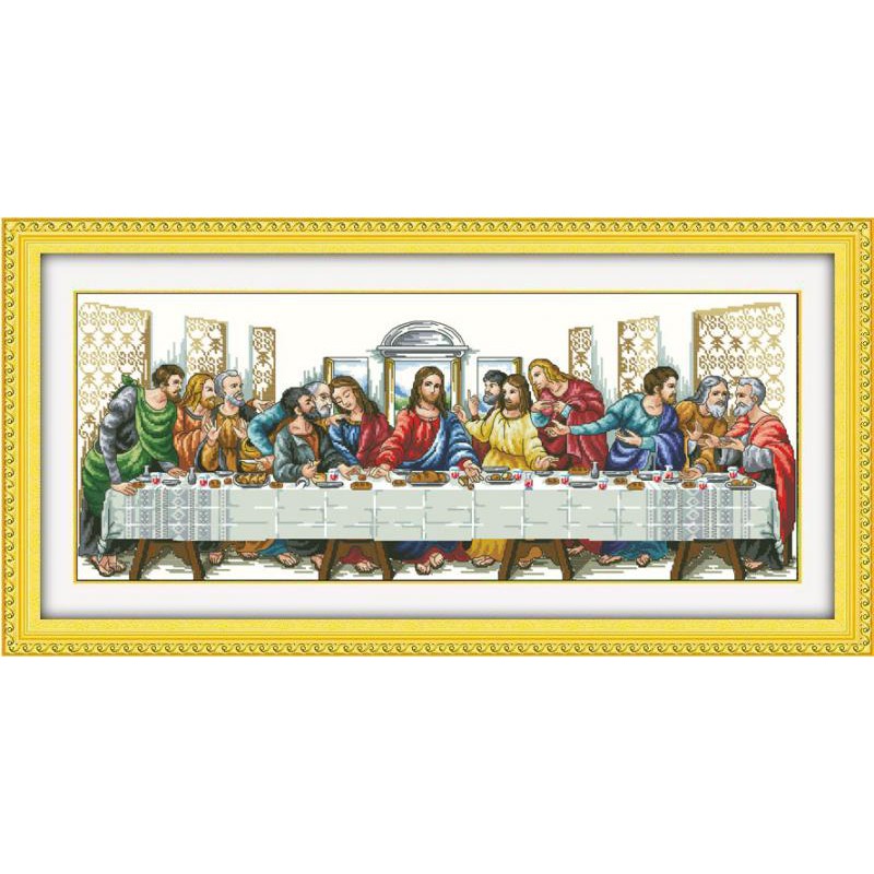 Tranh Thêu Chữ Thập CHỈ BÔNG , CHỈ LỤA Bữa Tiệc Ly Cuối Cùng A581 , PC8052  KT:94X42CM
