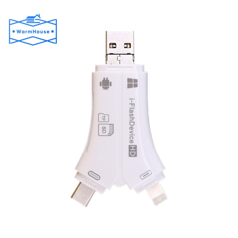 Đầu Đọc Thẻ 4 Trong 1 Cho Iphone 5 6 7 8 Ipad Macbook Android Camera
