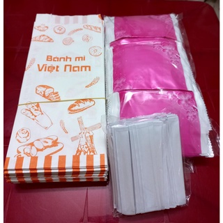 Túi giấy + Khăn lạnh hồng + tăm