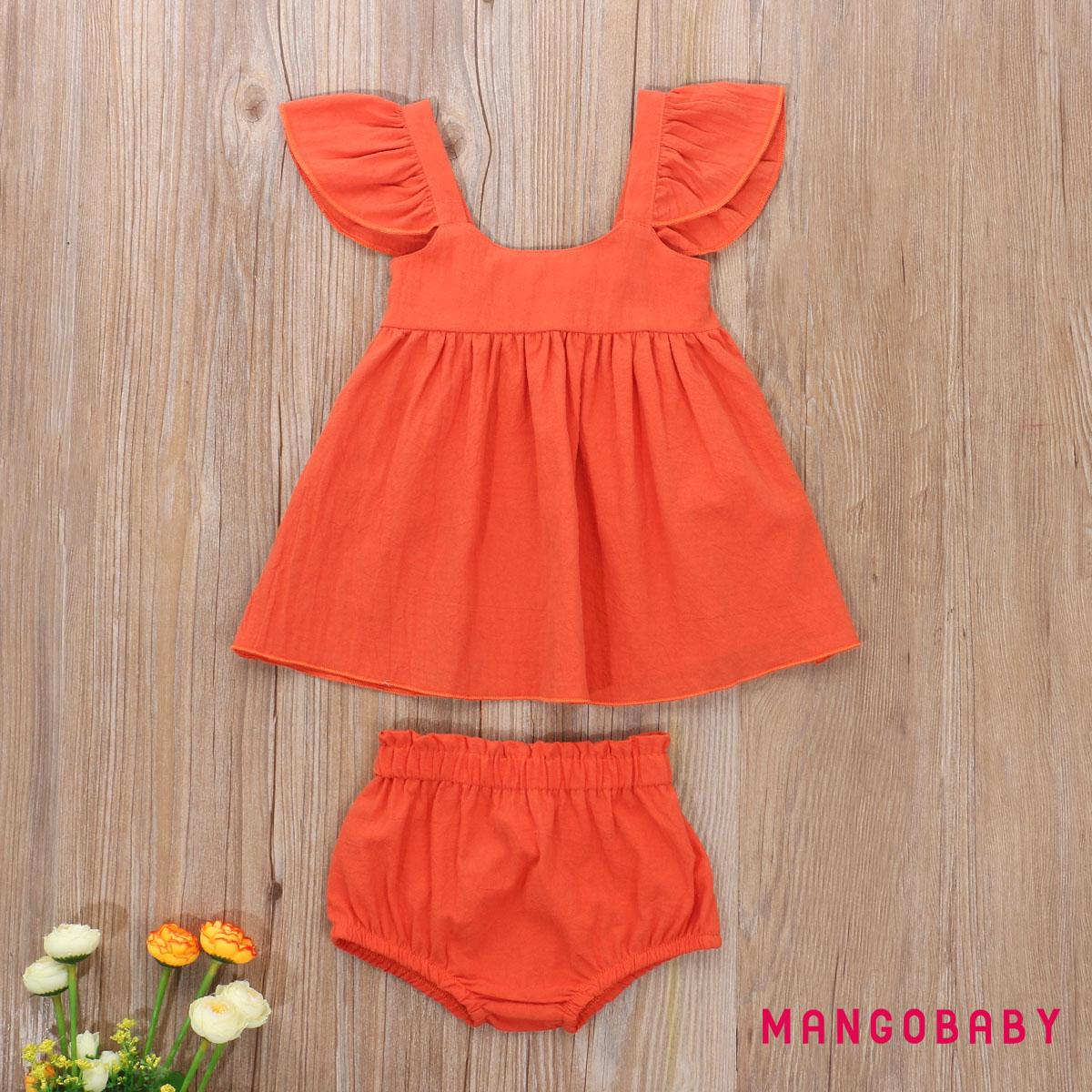 Bộ Áo Tank Top Cotton Nhún Bèo + Quần Short Lưng Thun Thời Trang Mùa Hè Cho Bé Gái