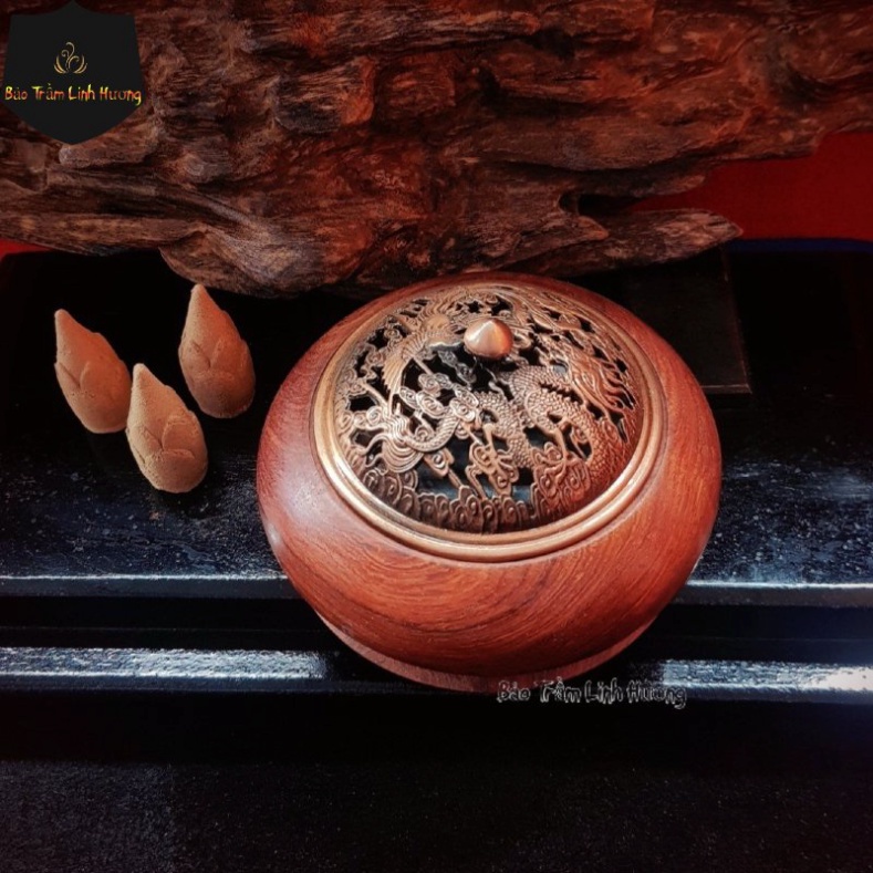 Lư Xông Trầm Hương - Đỉnh Đốt Nhang Bằng Gỗ Hương Cao Cấp Thiết Kế Tinh Xảo Kèm Lót Bông Chống Cháy