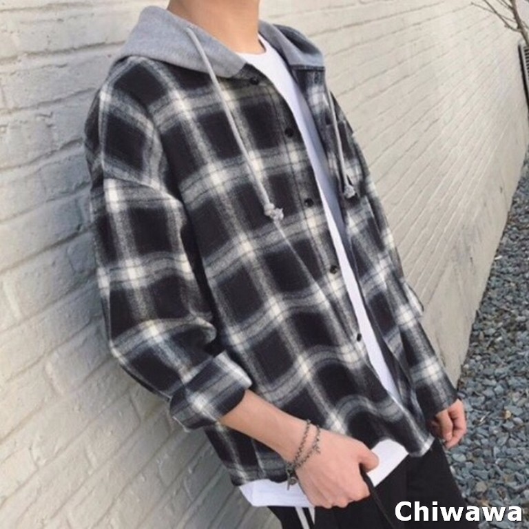 Áo khoác nam nữ Amozo 022 đẹp như diễn viên Hàn Quốc, có mũ phối sau màu trắng đen