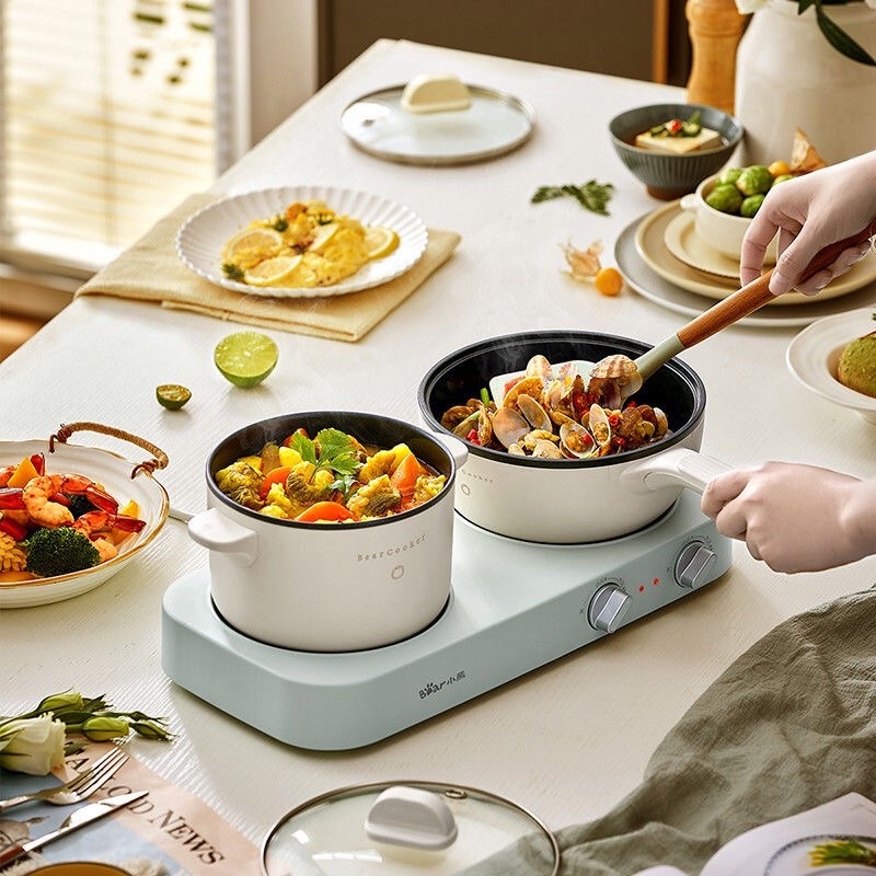 Bộ bếp điện kèm nồi, chảo, xửng hấp Bear