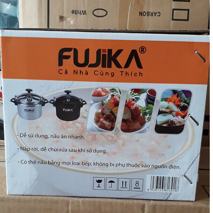 Nồi áp suất fujika nấu bếp ga, nấu được cả bếp từ 4L-5l-7l màu trắng