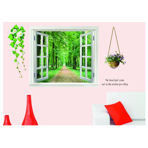 Decal dán tường hàn quốc trang trí phòng ngủ TUNG DECOR AY823 Khung cửa sổ