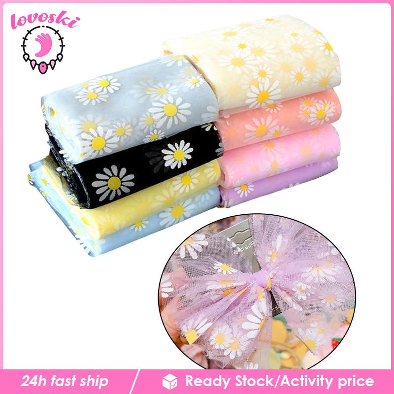 Set 8 Mạng Che Mặt Bằng Vải Tuyn Rộng 10cm Họa Tiết Hoa Cúc