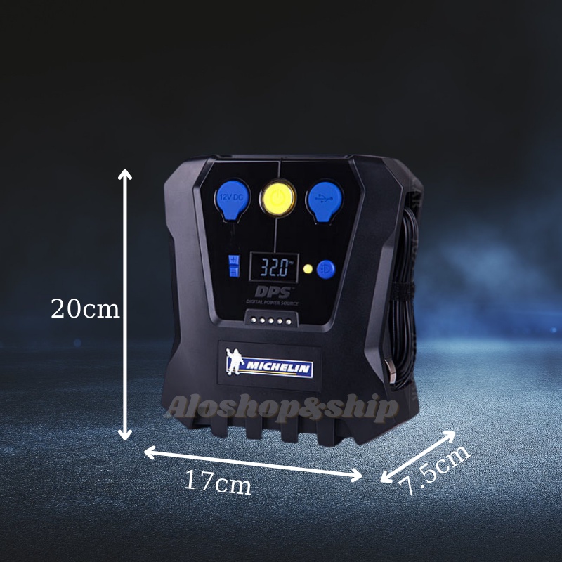 Bơm lốp ô tô tự ngắt mini 12v điện tử chính hãng Michelin 12266