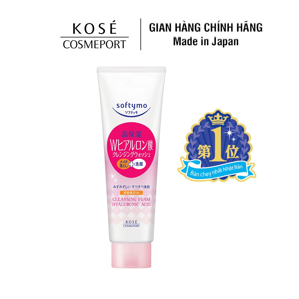 Bọt Rửa Mặt & Tẩy Trang Dạng Kem 2 Trong 1 Kosé Cosmeport Softymo Cleansing Foam Hyaluronic Acid (190g)