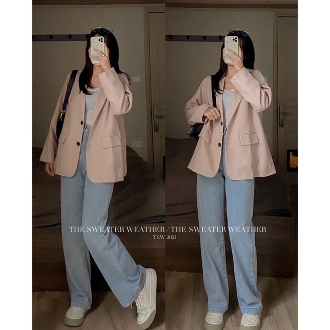 Aoa khoác Blazer phong cách Hàn Quốc_Áo blazer Nữ có túi 2 lớp from xiêu xinh,dễ mặc,chất dày dặn(ảnh thật)