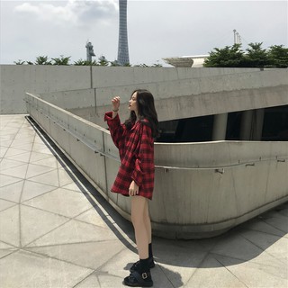 sơ mi caro oversize