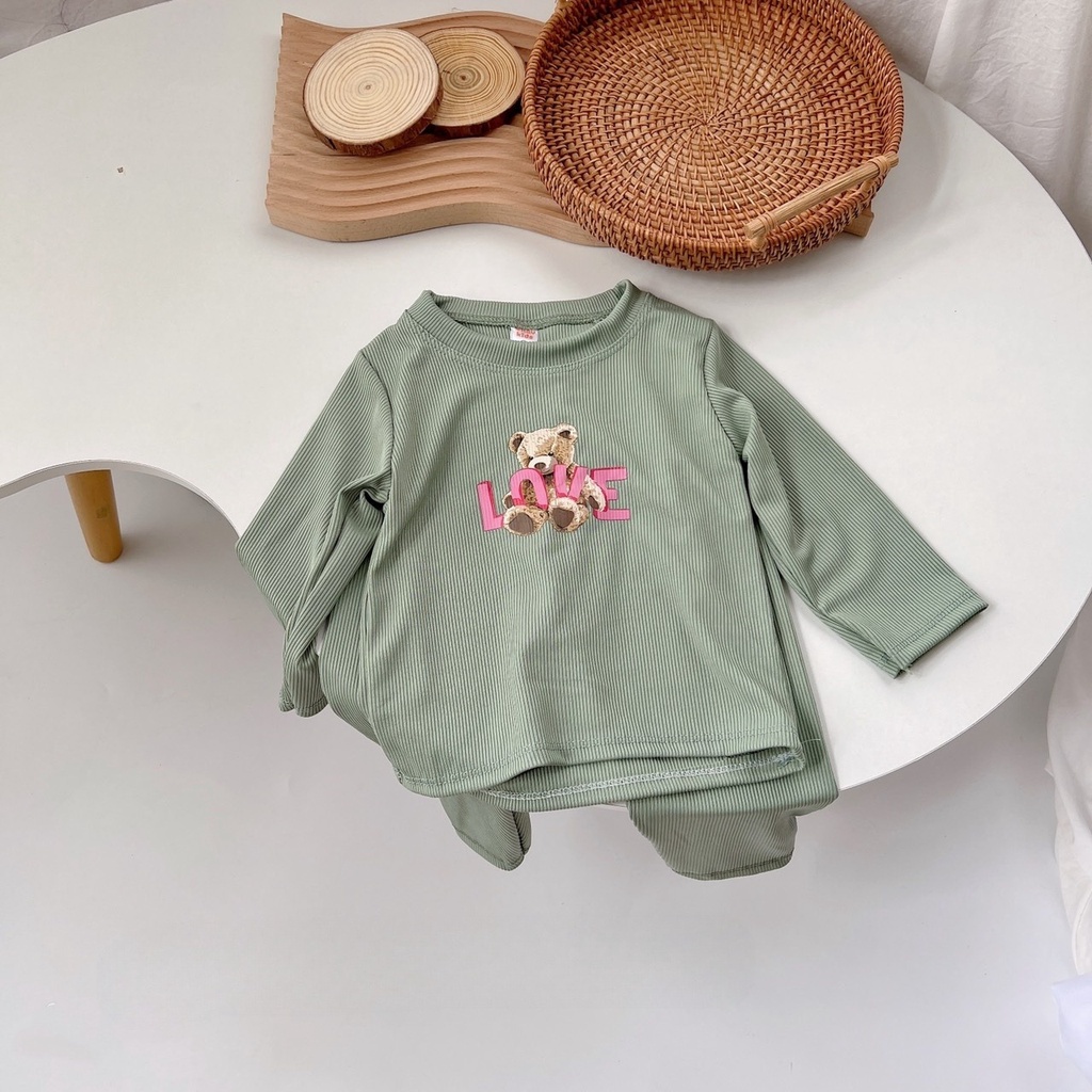 Bộ dài tay cho bé, bộ dài tay bé trai bé gái thun tăm DOBO047
