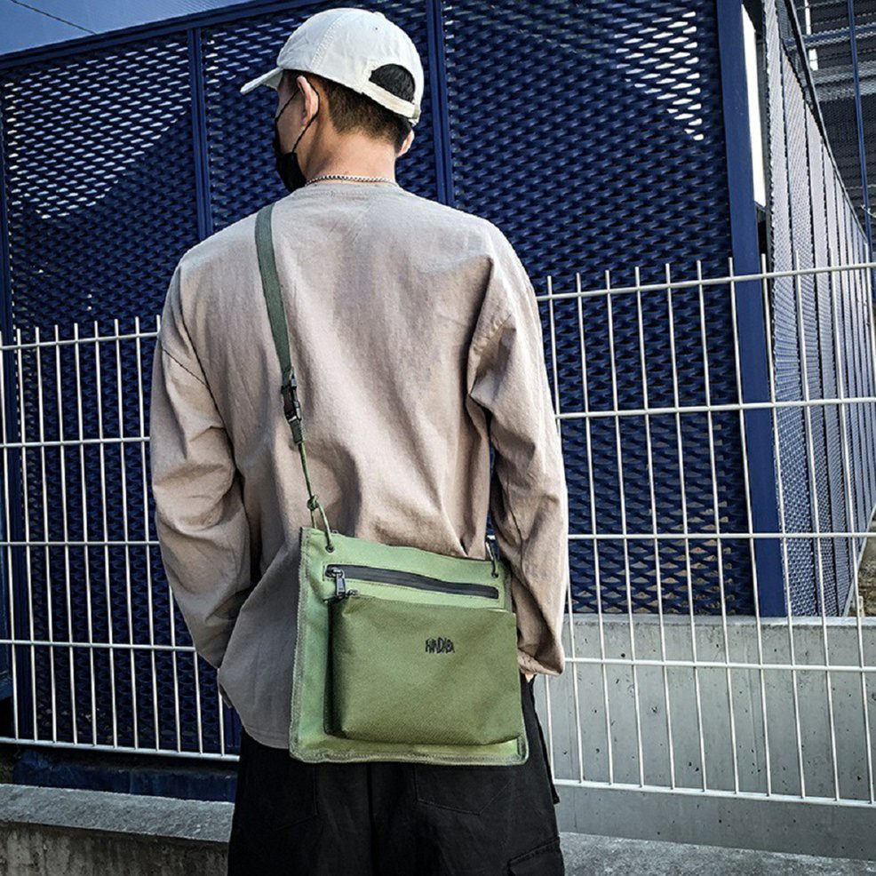 Túi Canvas Đeo Chéo Ngực Phong Cách Hip Hop Cá Tính Cho Nam Và Nữ