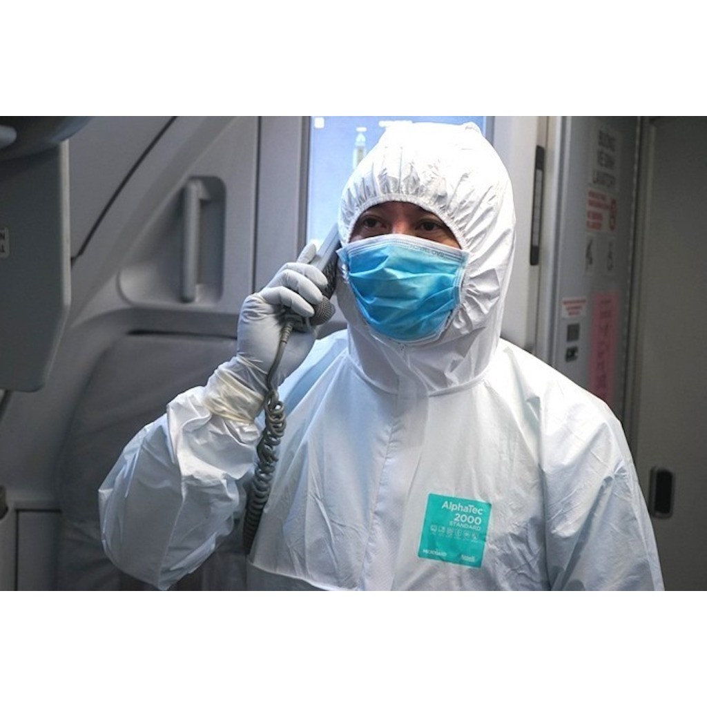 Quần áo phòng dịch cấp độ 4 Ansell Alphatech 2000 Model 111 chính hãng, tiêu chuẩn châu Âu. Bộ chống hóa chất dùng 1 lần