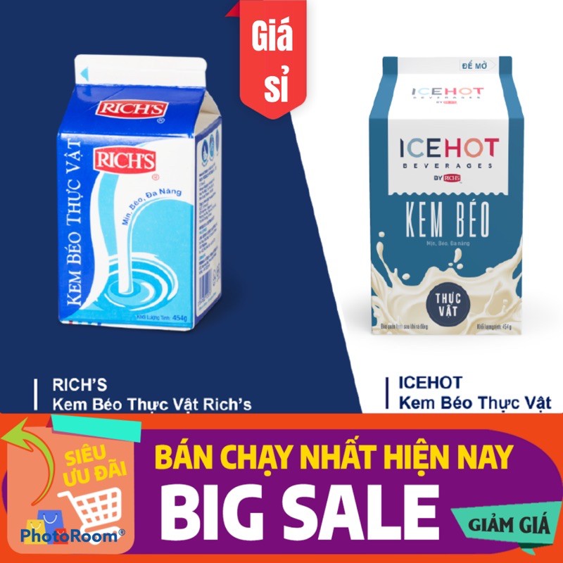 Kem béo thực vật RICH’S hộp lùn 454gr ( Kem trang trí, pha chế, nấu ăn)