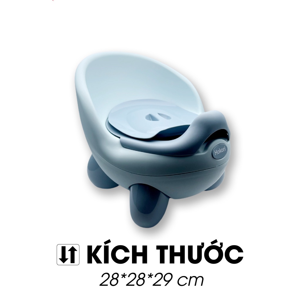 Bô vệ sinh trẻ em Hokori cho bé từ 6 tháng đến 5 tuổi chống trơn trượt có chỗ dựa và khay màu xanh biển