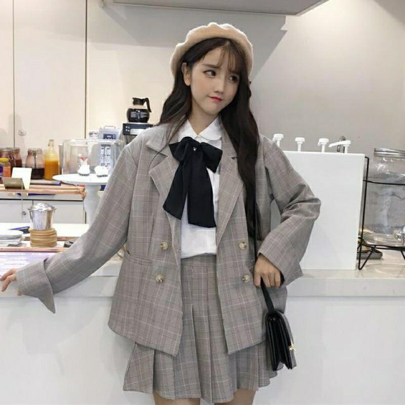 Vest + Chân váy đồng phục Ulzzang