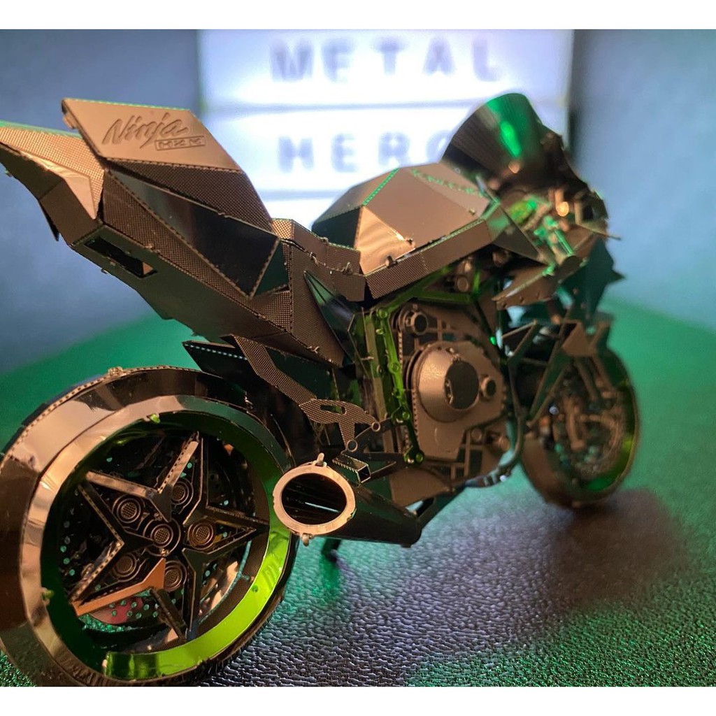 Mô hình 3D kim loại lắp ráp siêu môtô Kawasaki Ninja H2, Mô hình lắp ráp 3D thép không gỉ cao cấp - Chưa Lắp