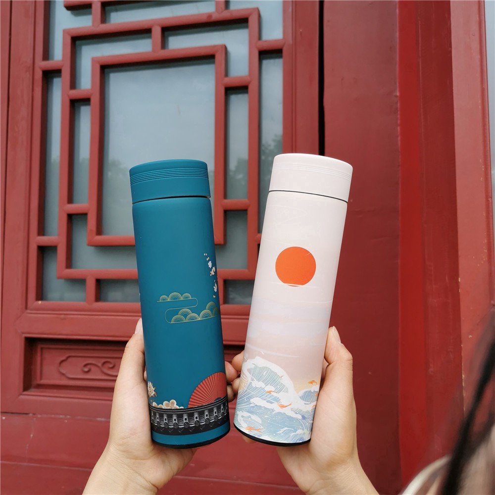 Bình giữ nhiệt phong cách cổ trang 500ml - Bình nước giữ nhiệt - Bình inox 304 Dumi shop