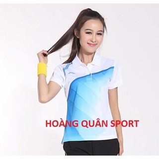 Áo cầu lông nữ Lining 3001 ( xanh - vàng - trắng)
