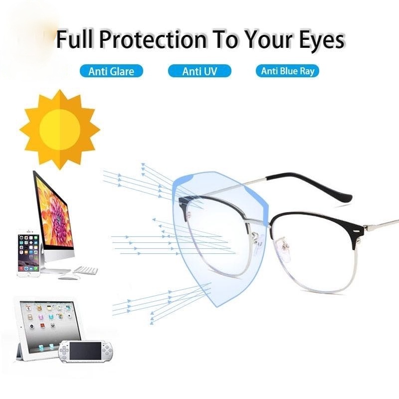 Kính mắt PLAMIS gọng kim loại chống tia bức xạ máy tính thời trang