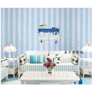 Decal giấy dán tường sọc sao xanh