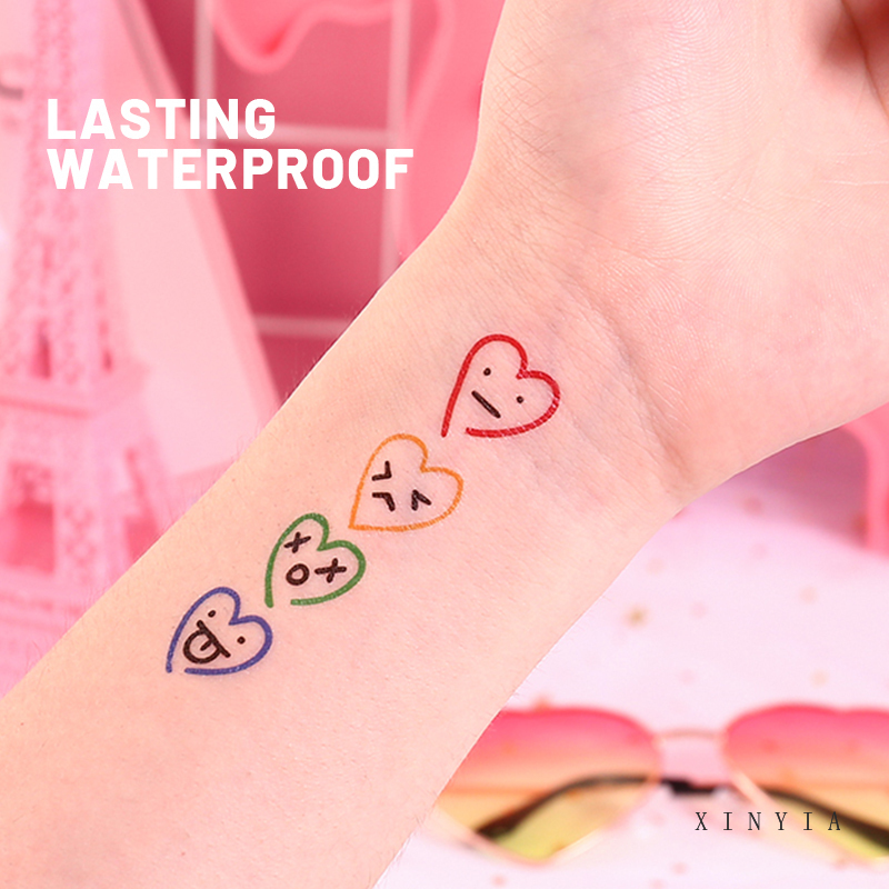 Nhãn dán xăm tạm thời đầy màu sắc chống thấm nước dễ thương