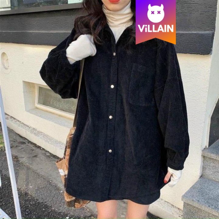 Áo Sơ Mi Nhung Gân Tăm Dáng Dài From Rộng Nam Nữ - Villain | BigBuy360 - bigbuy360.vn