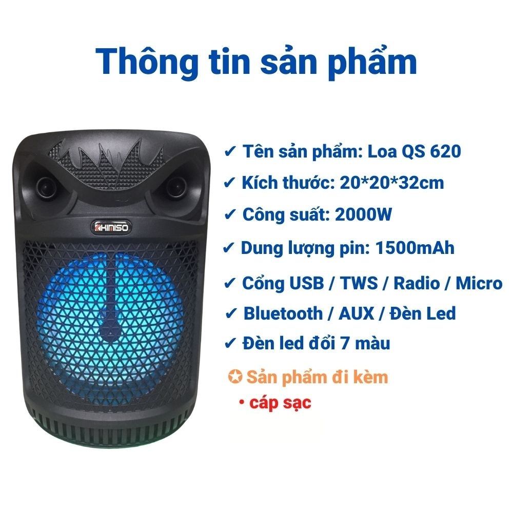 [ Hàng Cao Cấp ] Loa Nghe Nhạc Bluetooth QS620 Cao Cấp Kết Nối Không Dây Cổng USB, Thẻ Nhớ Loa Bass 16cm 3,7V