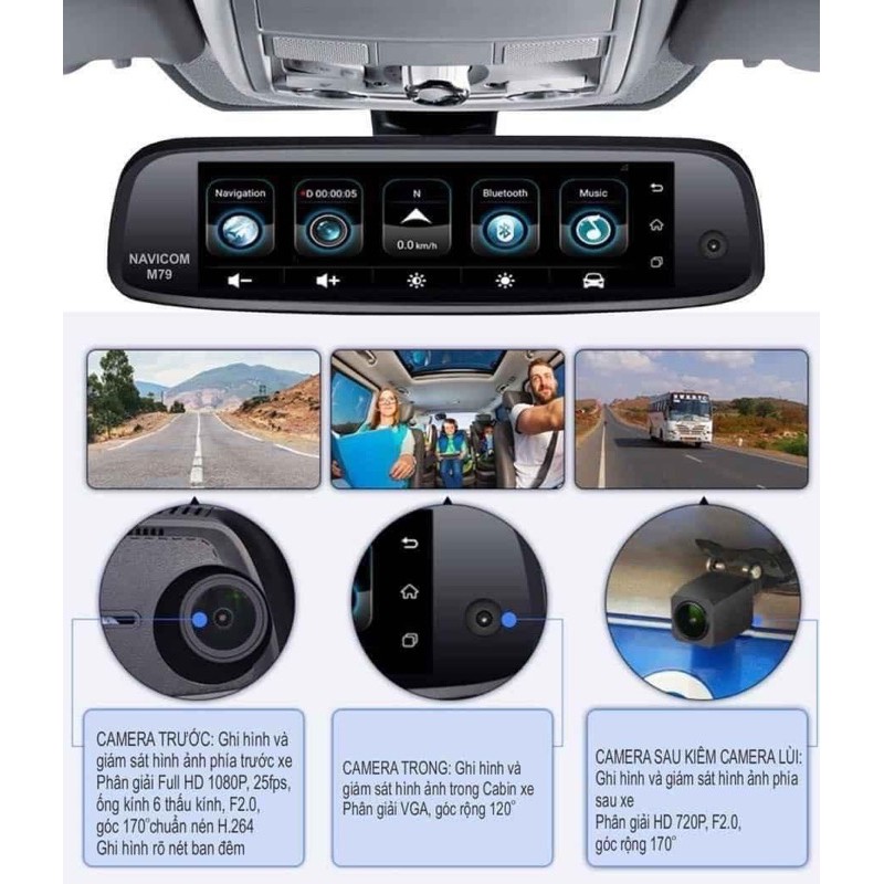 M79 Plus 4G Navicom- Cam giám sát hành trình quay trước, sau và trong xe Đại Việt Auto