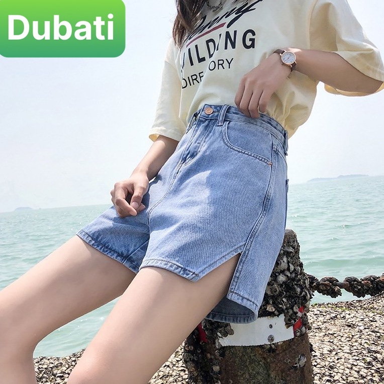QUẦN SHORT SỌT JEAN LỬNG KIỂU NGỐ NỮ CHẤT BÒ XANH RÁCH MÉP LƯNG CAO NÂNG MÔNG  CAO CẤP MỚI  DB-247 - DUBATI FAS