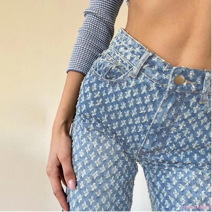 Quần jeans dài lưng cao ống đứng kiểu dáng thời trang trẻ trung cho nữ